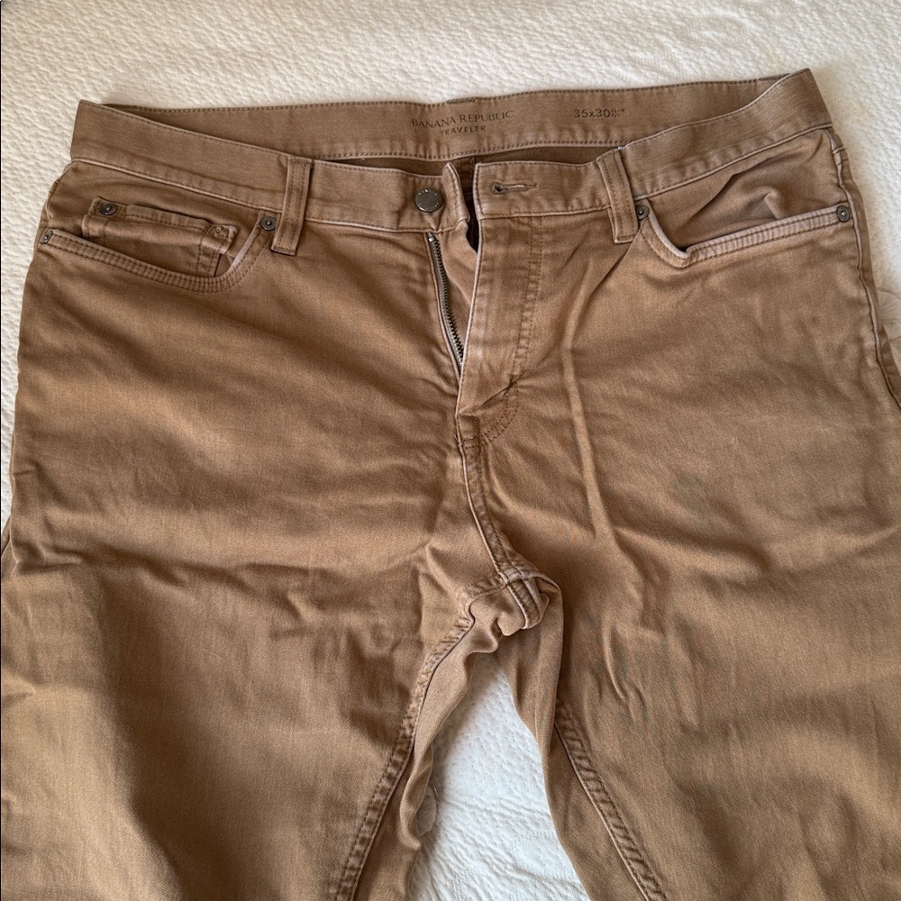 Banana Republic Men's Slim Fit Traveler Pants, New Pewter, 35x30